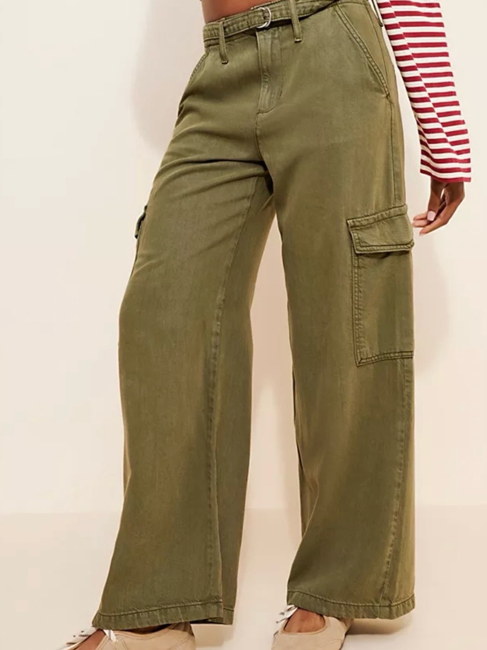Levi's Olive Green Baggy Dad Cargo Pants with Belted Waist